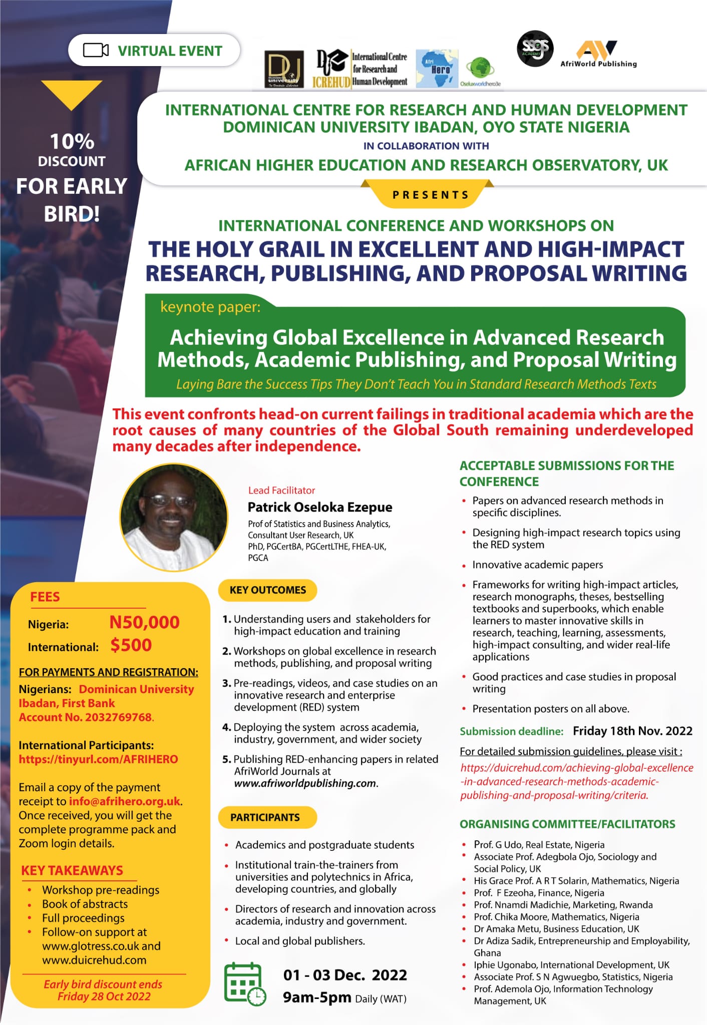 International Conference and Workshops on The Holy Grail in Excellent and High-Impact Research, Publishing, and Proposal Writing.
